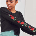 Rose Sleeve Crop Top