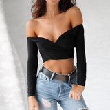 Off Shoulder Deep-V Crop