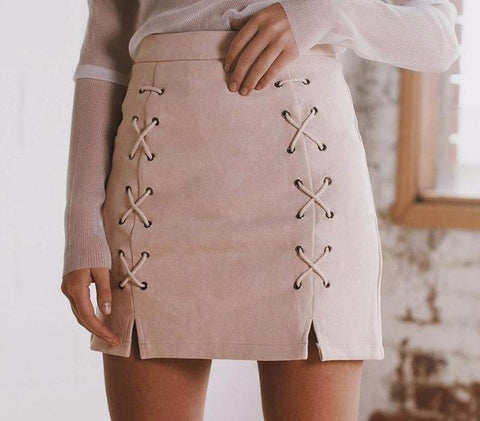 Autumn Lace-Up Pencil Skirt